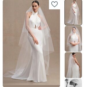 NEW AND UNUSED- cathedral length veil in ivory